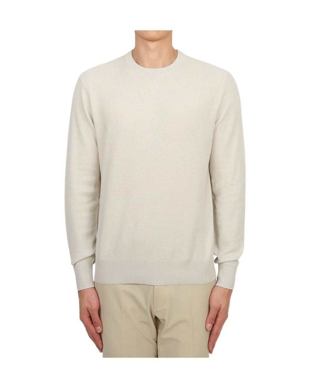 Theory White Crew-Neck Ribbed-Knit Jumper for men