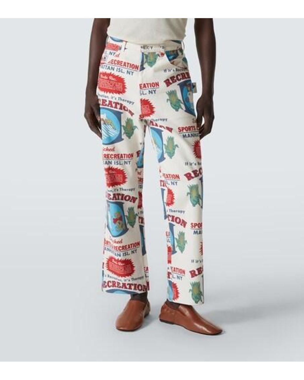 Bode White Enrichment Knolly Brook Cotton Straight Pants for men