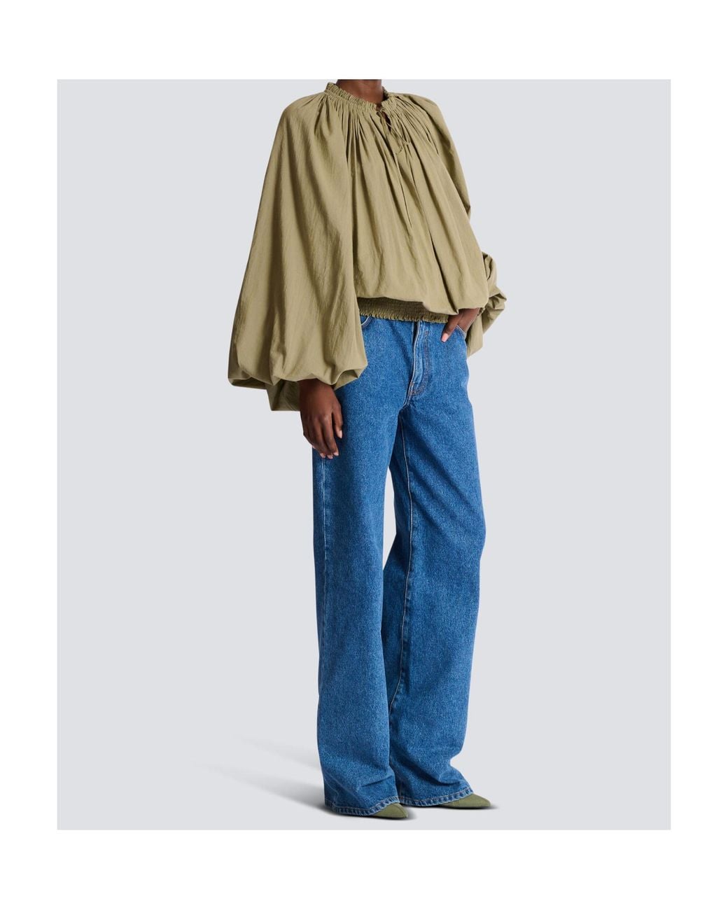 Balmain Natural Cotton Peasant Blouse