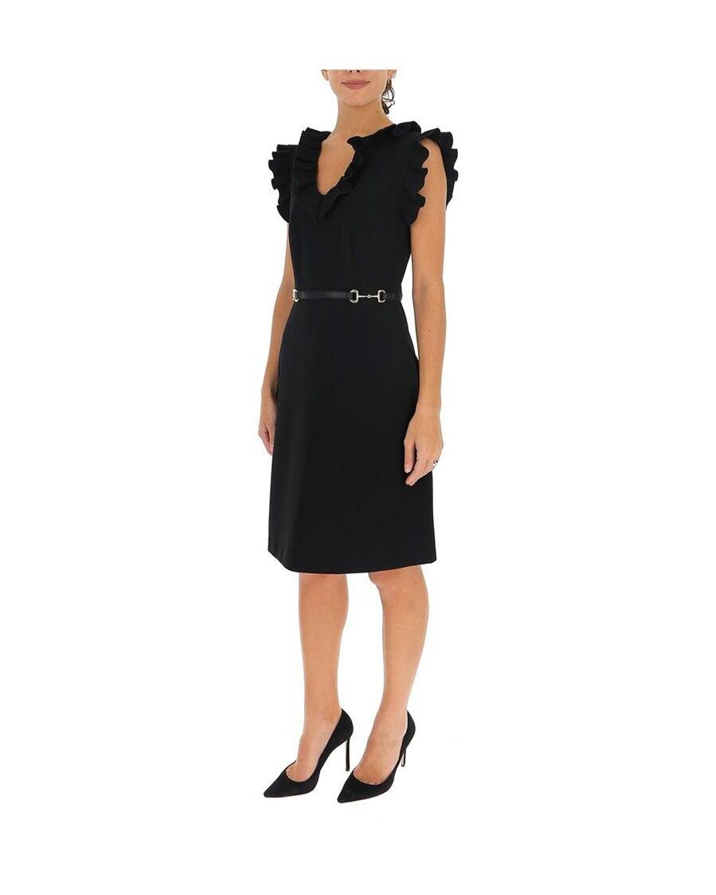 Gucci Black Ruffled Sleeveless Dress