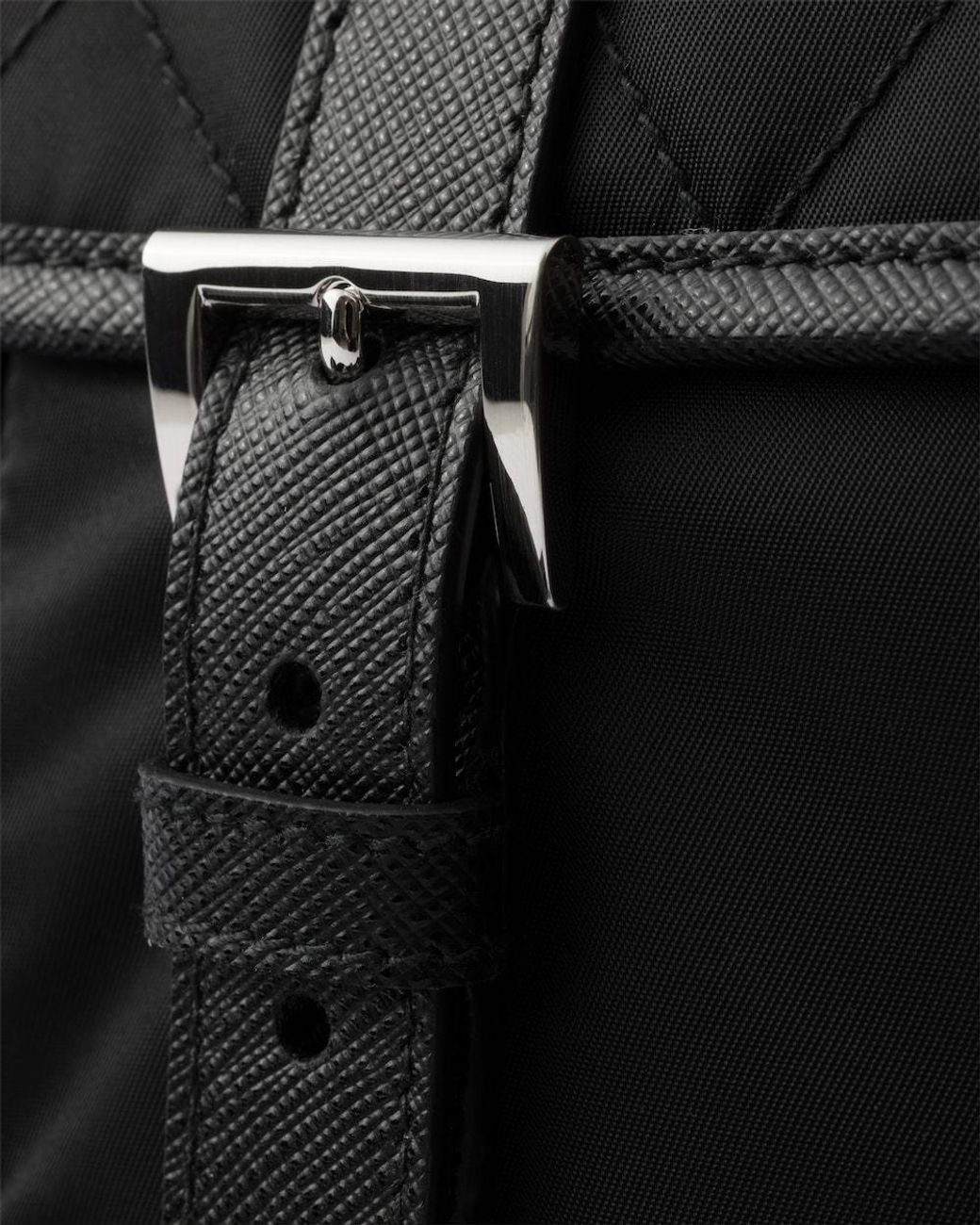 Prada Black Large Quilted Re-Nylon Shoulder Bag With Saffiano Trim
