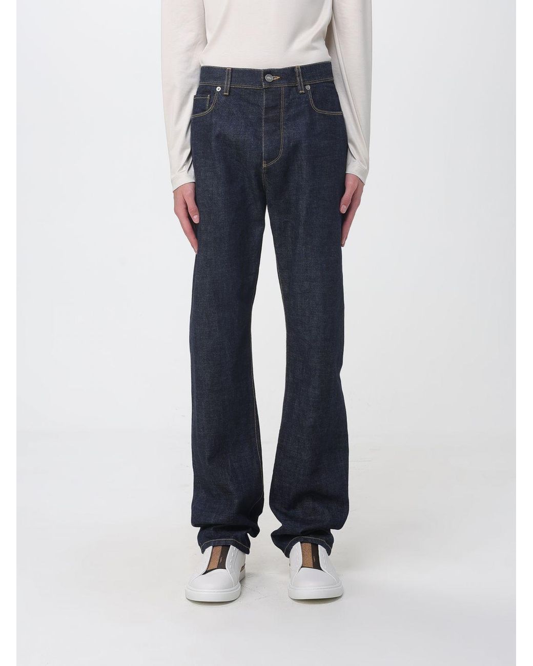Fendi Gray Logo Patch Straight-Leg Jeans for men