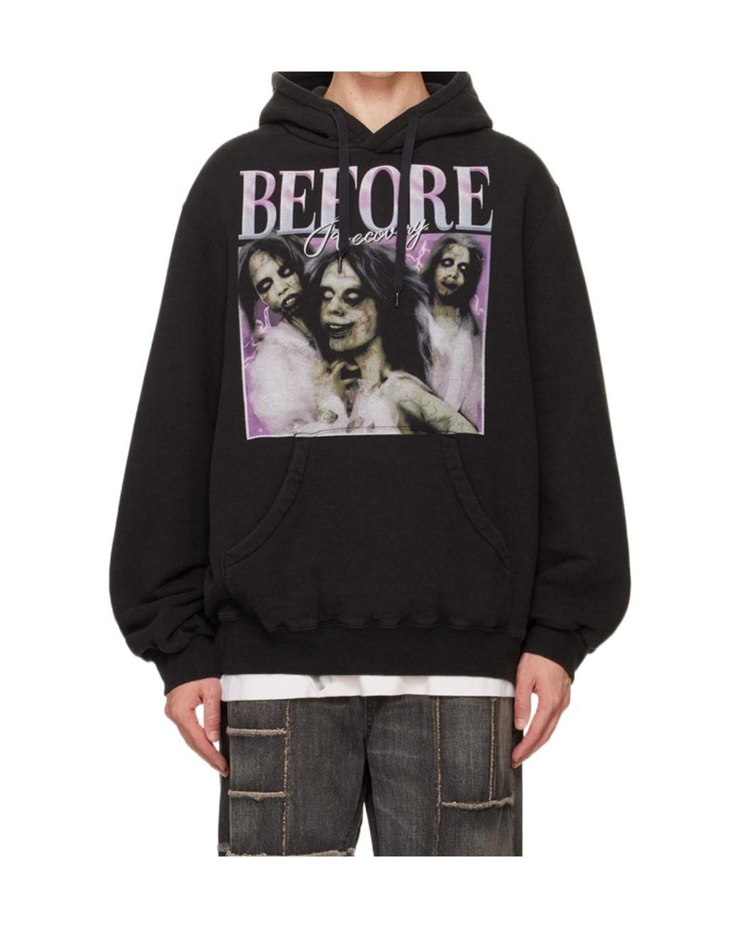 Doublet Black Before After Idol Hooded Hoodie for men