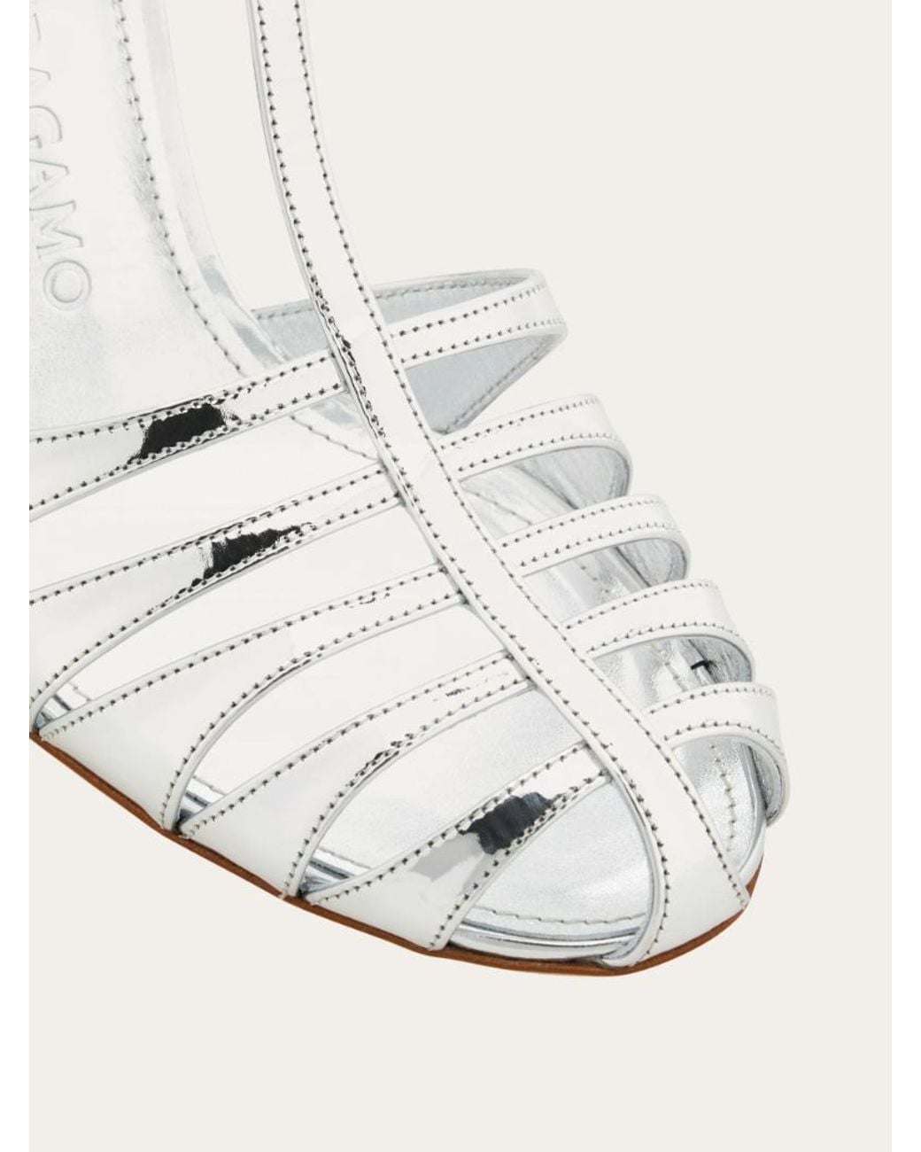 Ferragamo White Cage Stiletto Sandal