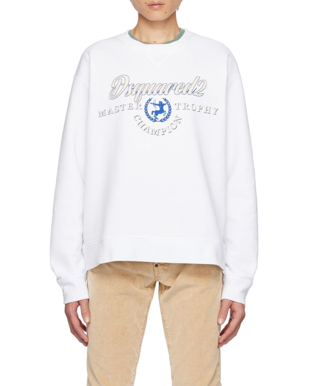 DSquared² White Logo Printed Crewneck Sweatshirt for men