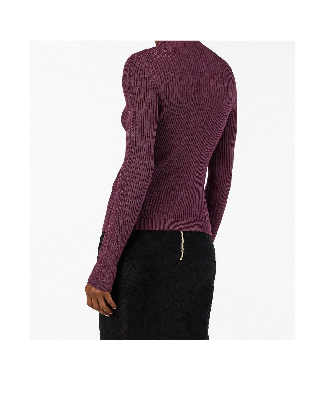 Balmain Purple Round Neck Knitted Cardigan