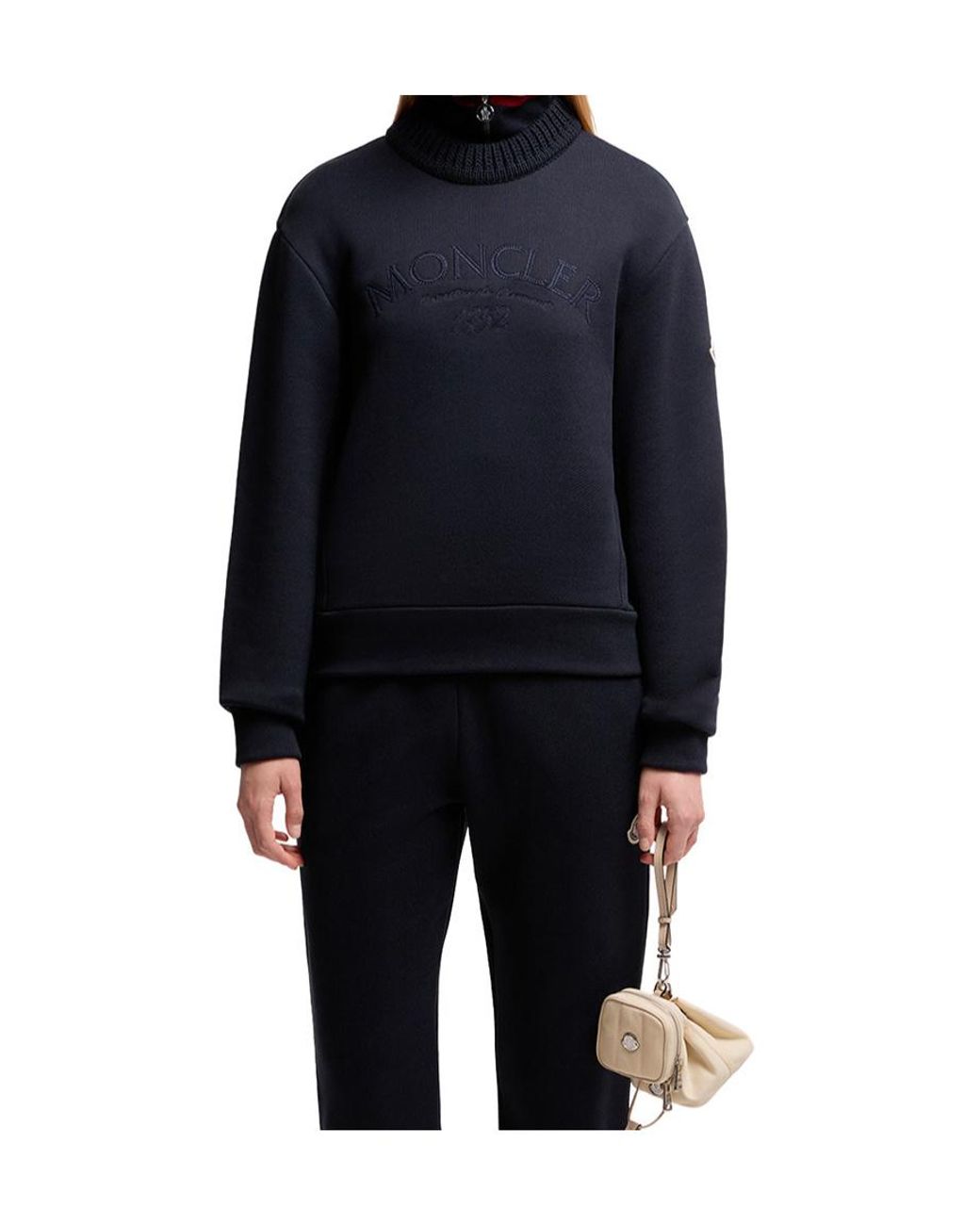 Moncler Blue Logo Patch Crewneck Sweatshirt