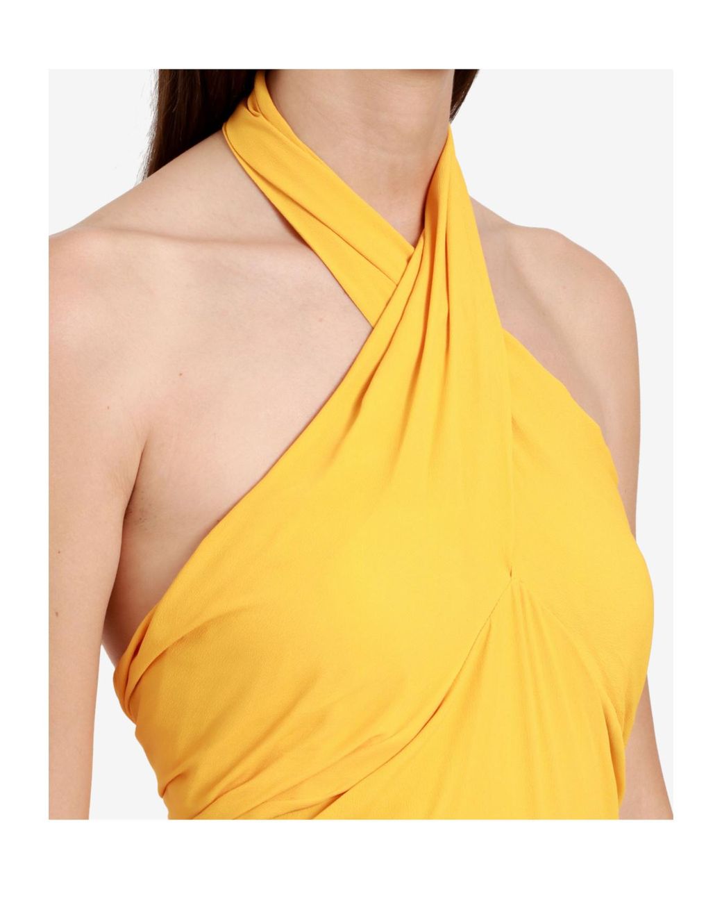 Semicouture Yellow Halter Neck Dress