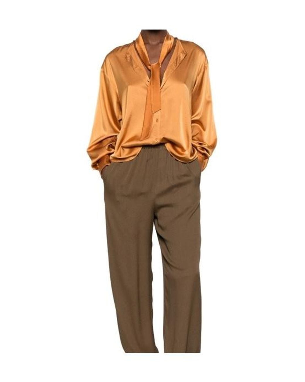 Forte_forte Orange Pussy-Bow Button-Down Shirt