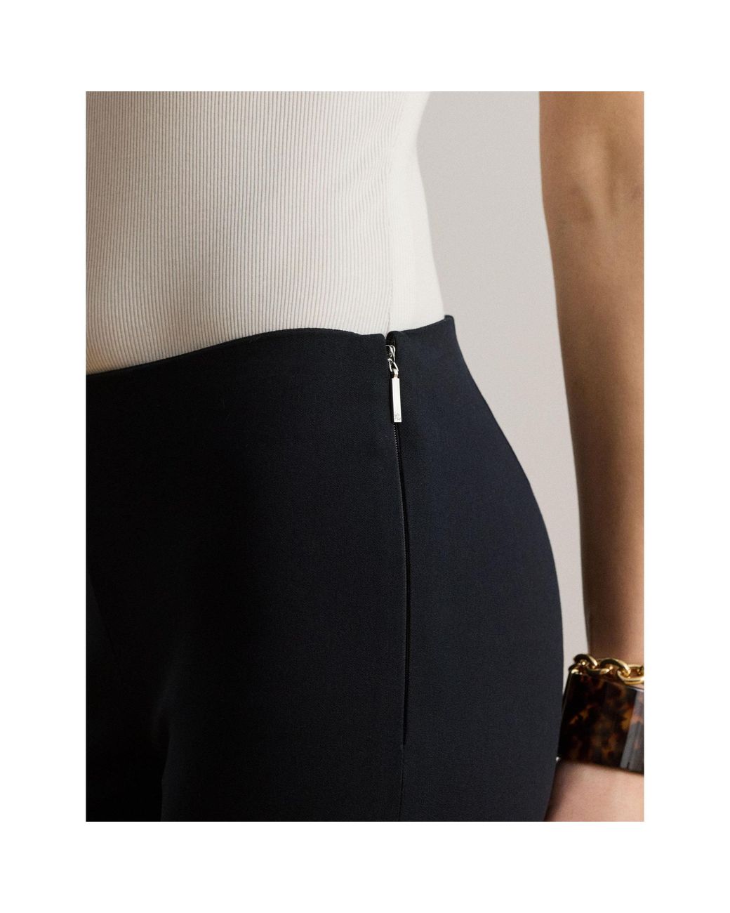 Ralph Lauren Black Solid Color Skinny Trousers