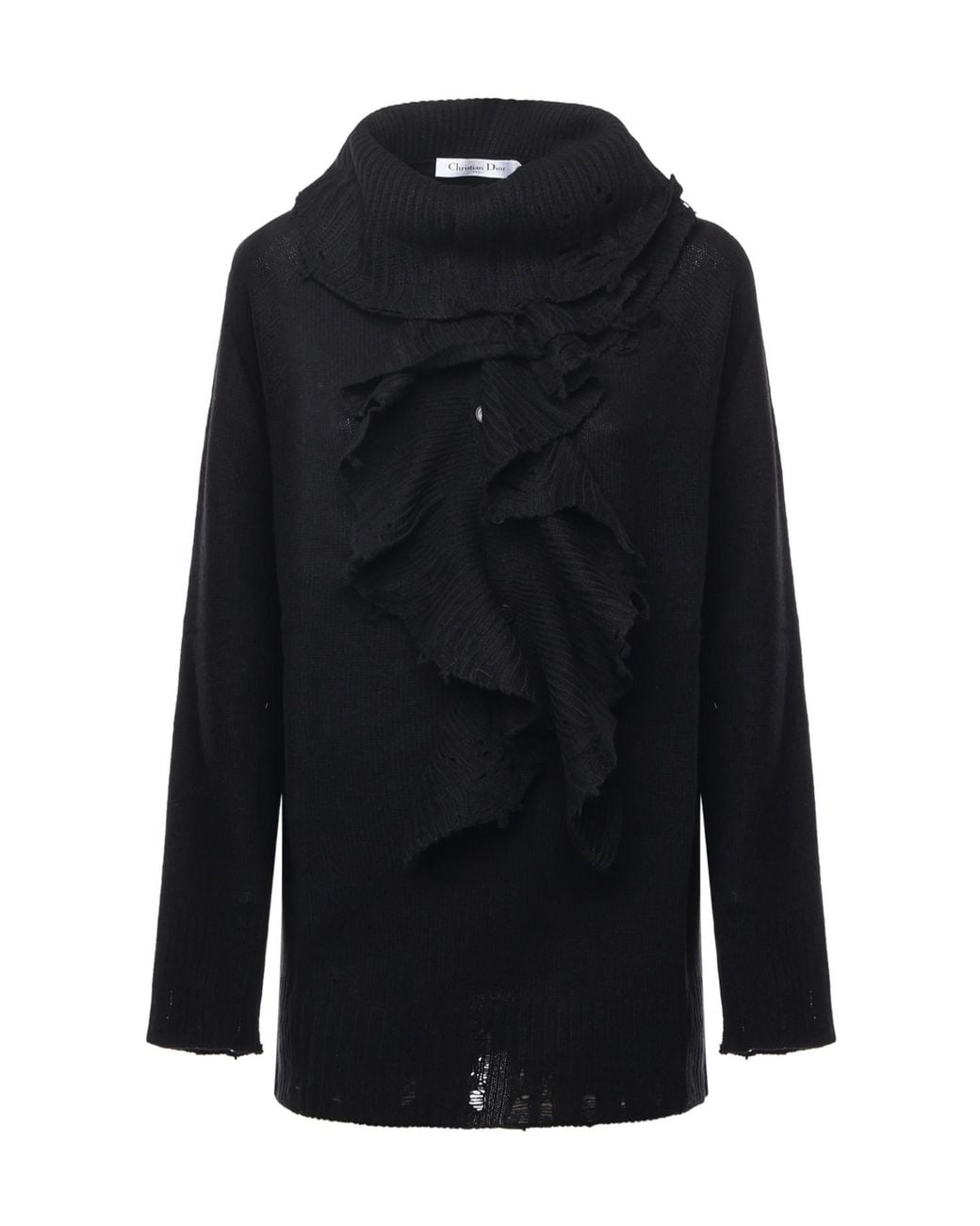 Dior Black Ruffled Turtleneck Sweater