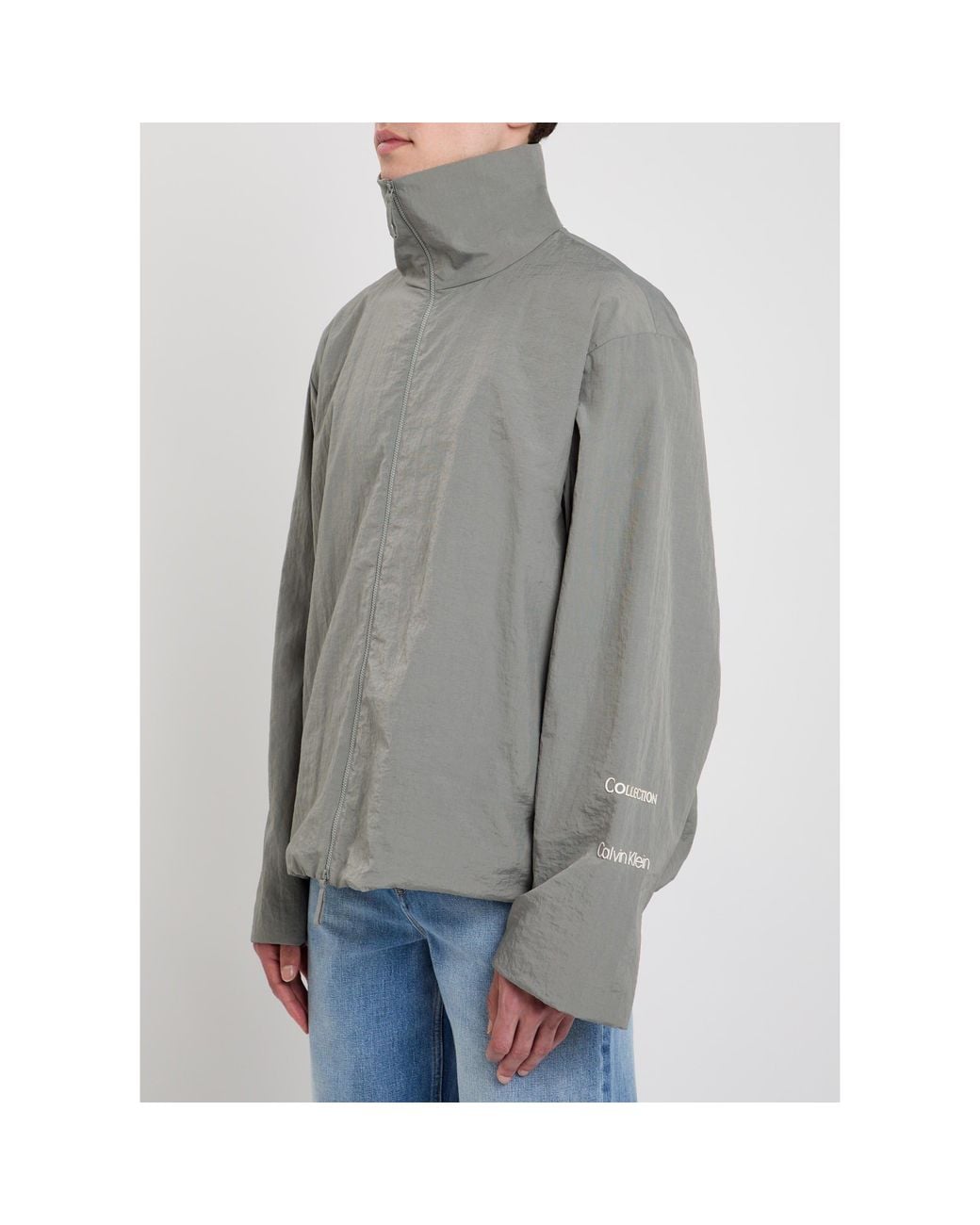 Calvin Klein Gray High-Neck Padded Coat for men