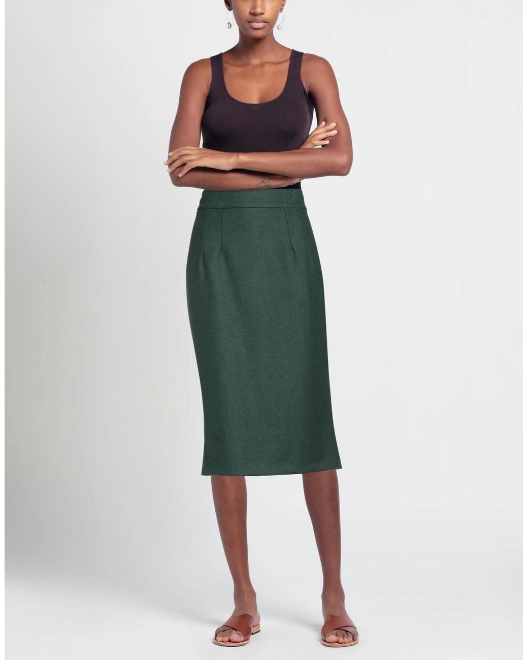 Dolce & Gabbana Green Solid Flannel Dress