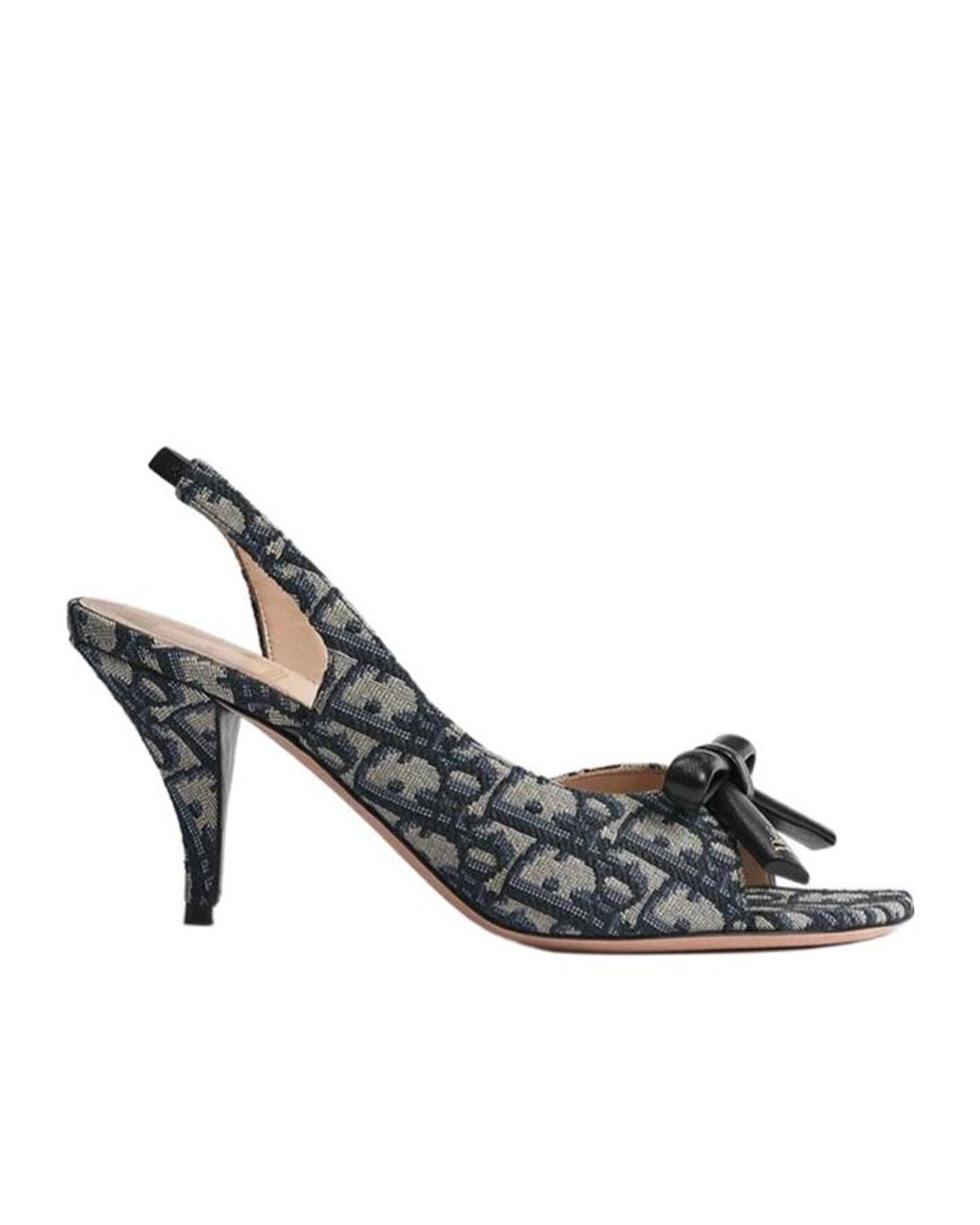 Dior Metallic Bow Heeled Slingback Sandal