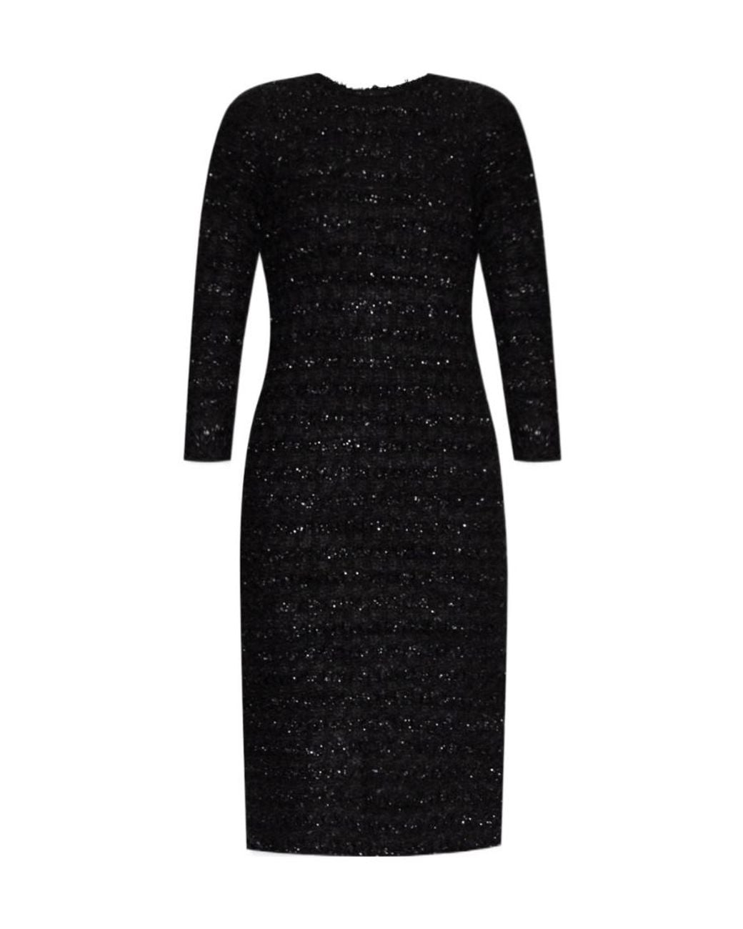 Balenciaga Black Crewneck Tweed Dress