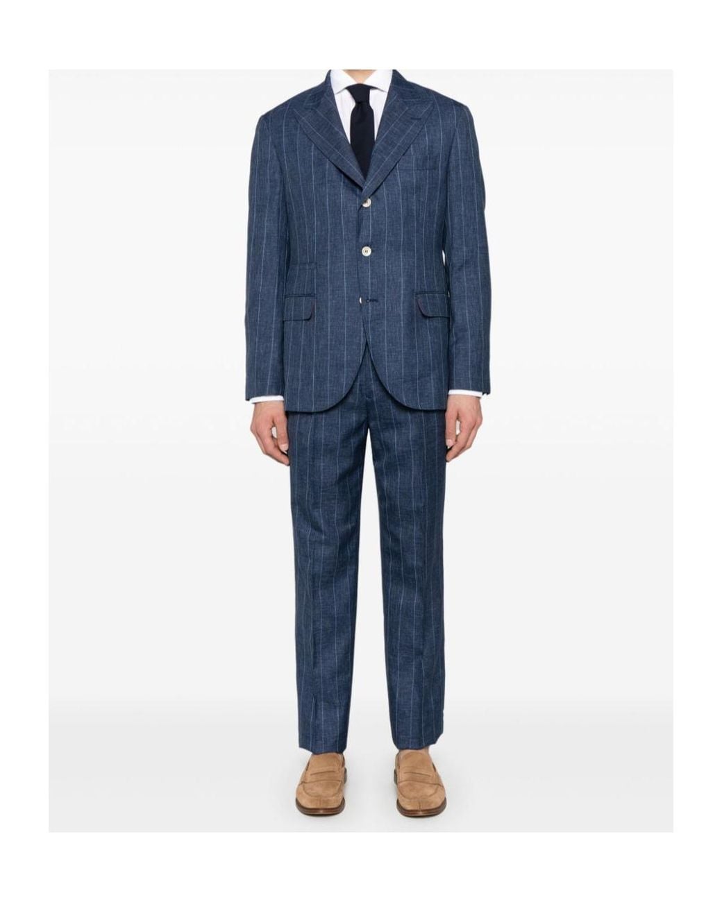 Brunello Cucinelli Blue Striped Suit for men