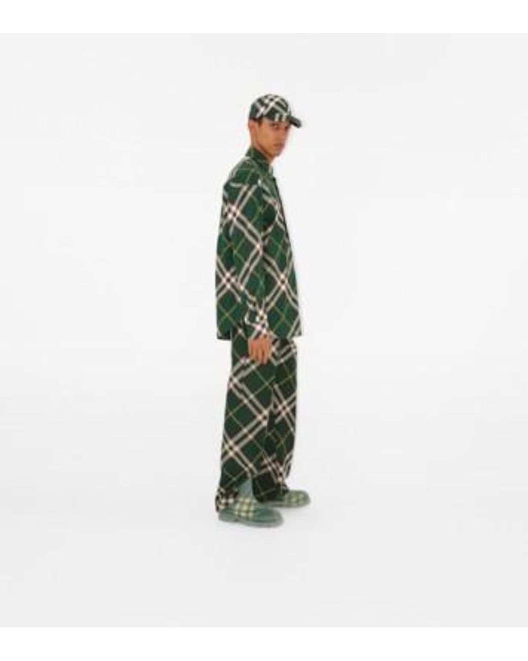 Burberry Green Checked Curved-Peak Baseball Cap for men