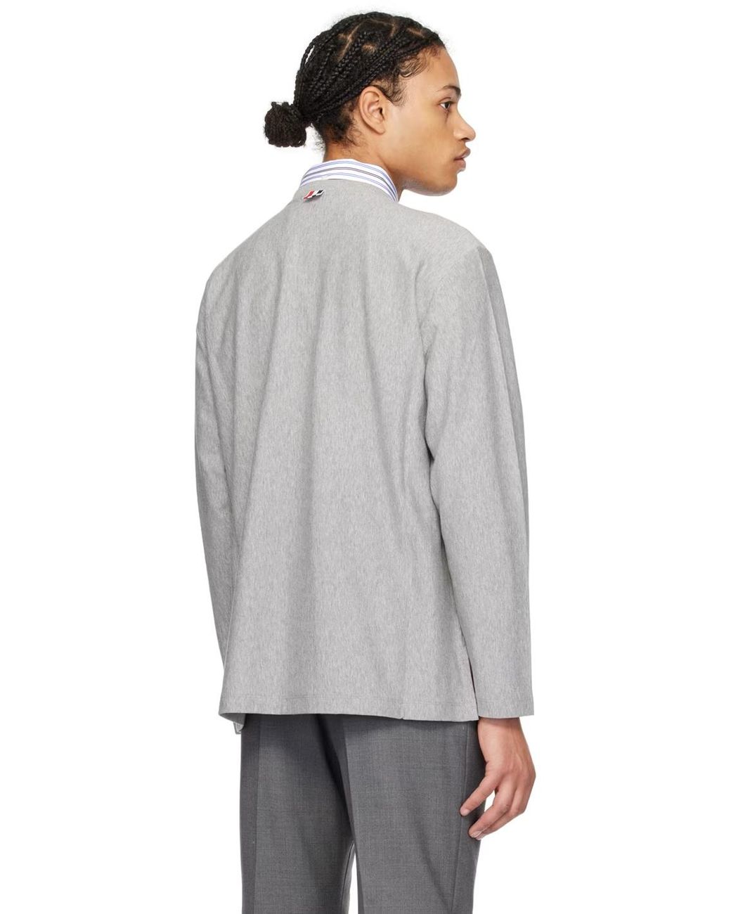 Thom Browne Gray Rwb Striped Long-Sleeved T-Shirt for men