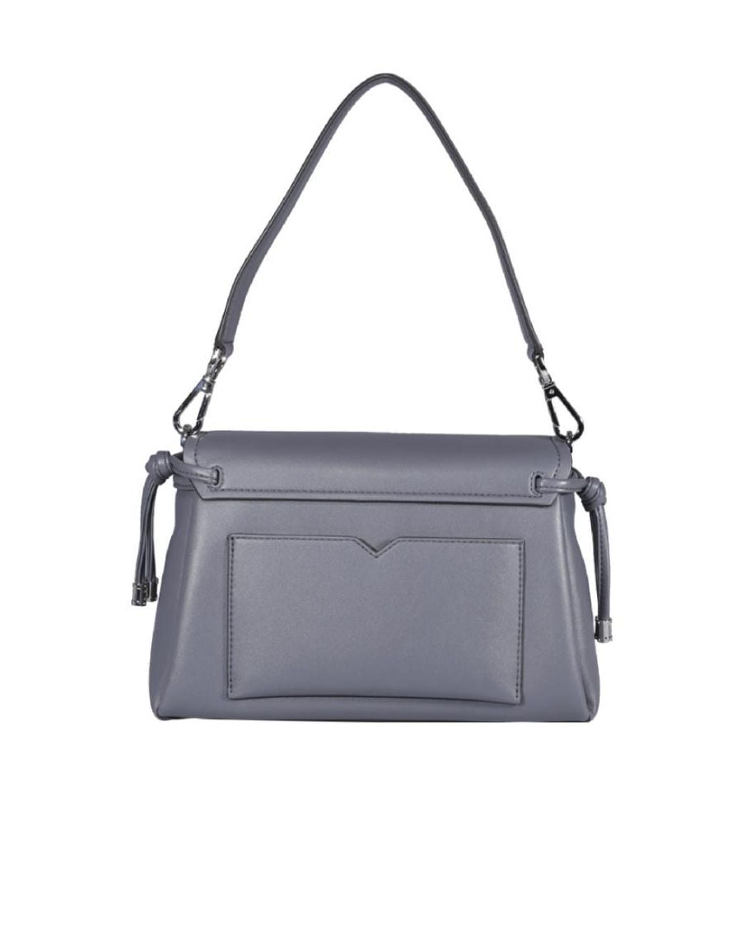 Michael Kors Gray Logo-Plaque Leather Shoulder Bag