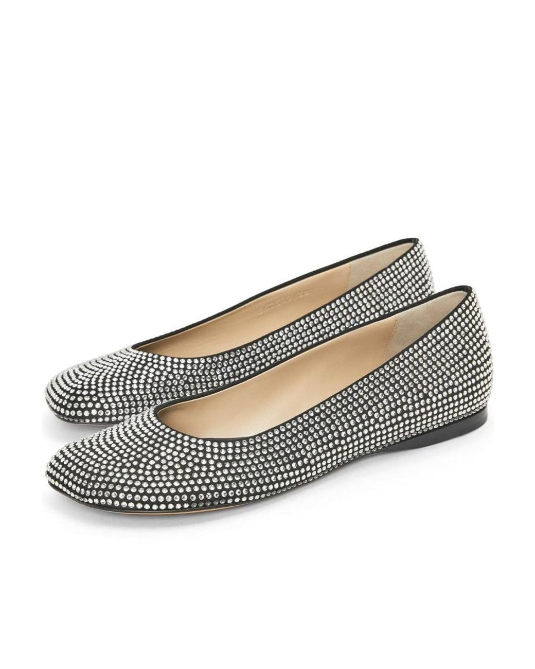 Loewe Gray Embellished Slip-On Ballerina Flats