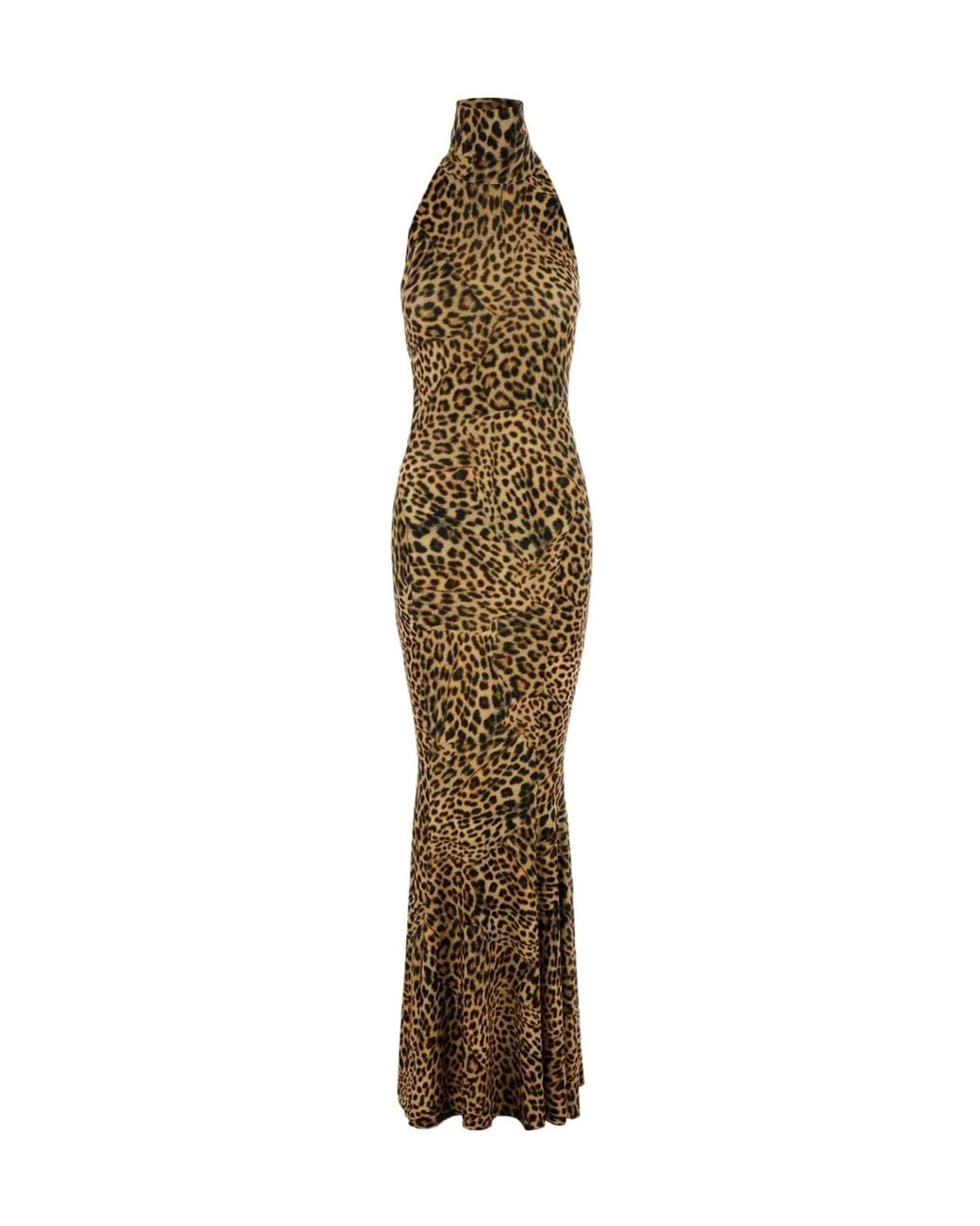 Norma Kamali Metallic Halterneck Fishtail Gown Maxi Dress