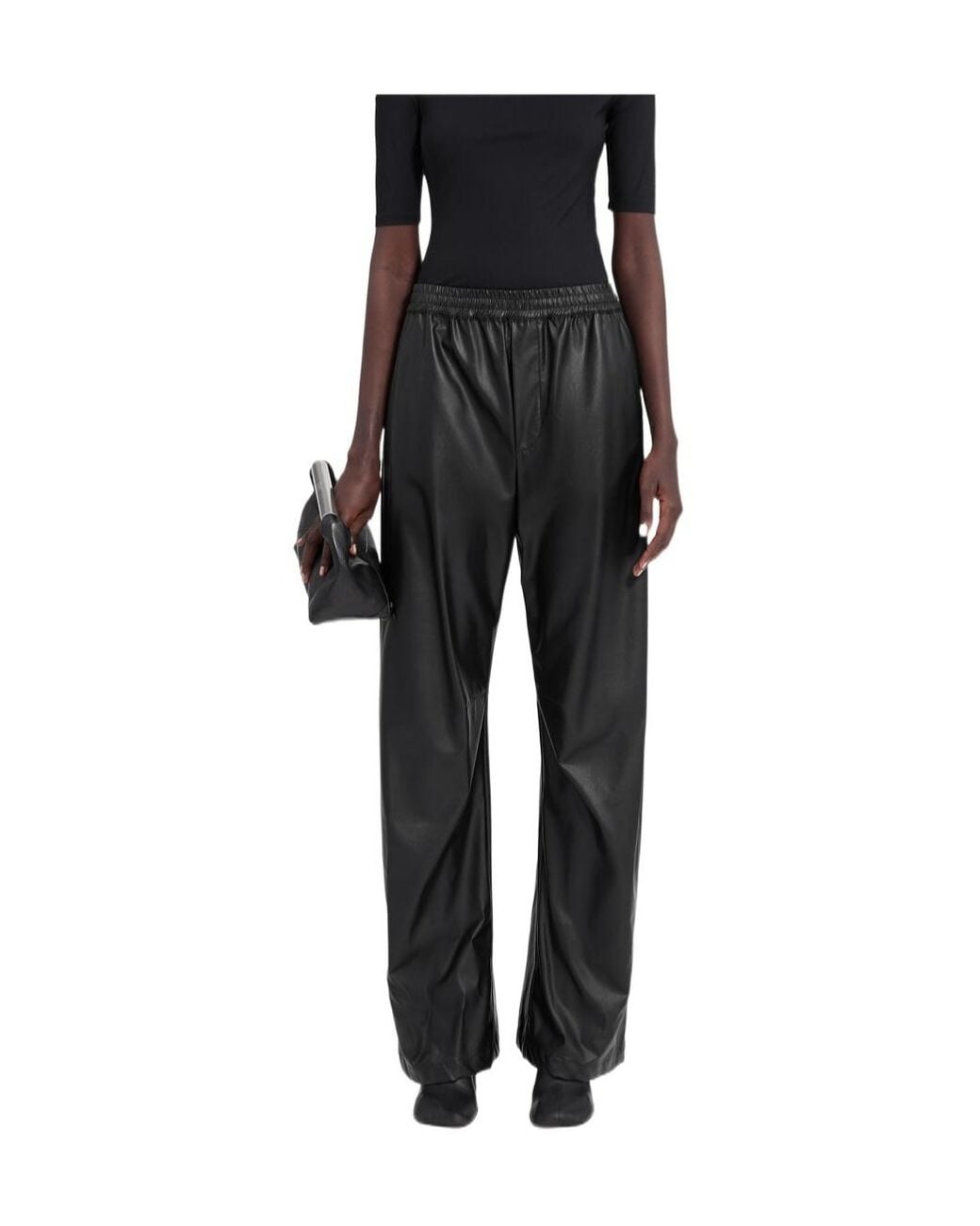 MM6 by Maison Margiela Black Elasticated-Waist Wide Leg Trousers