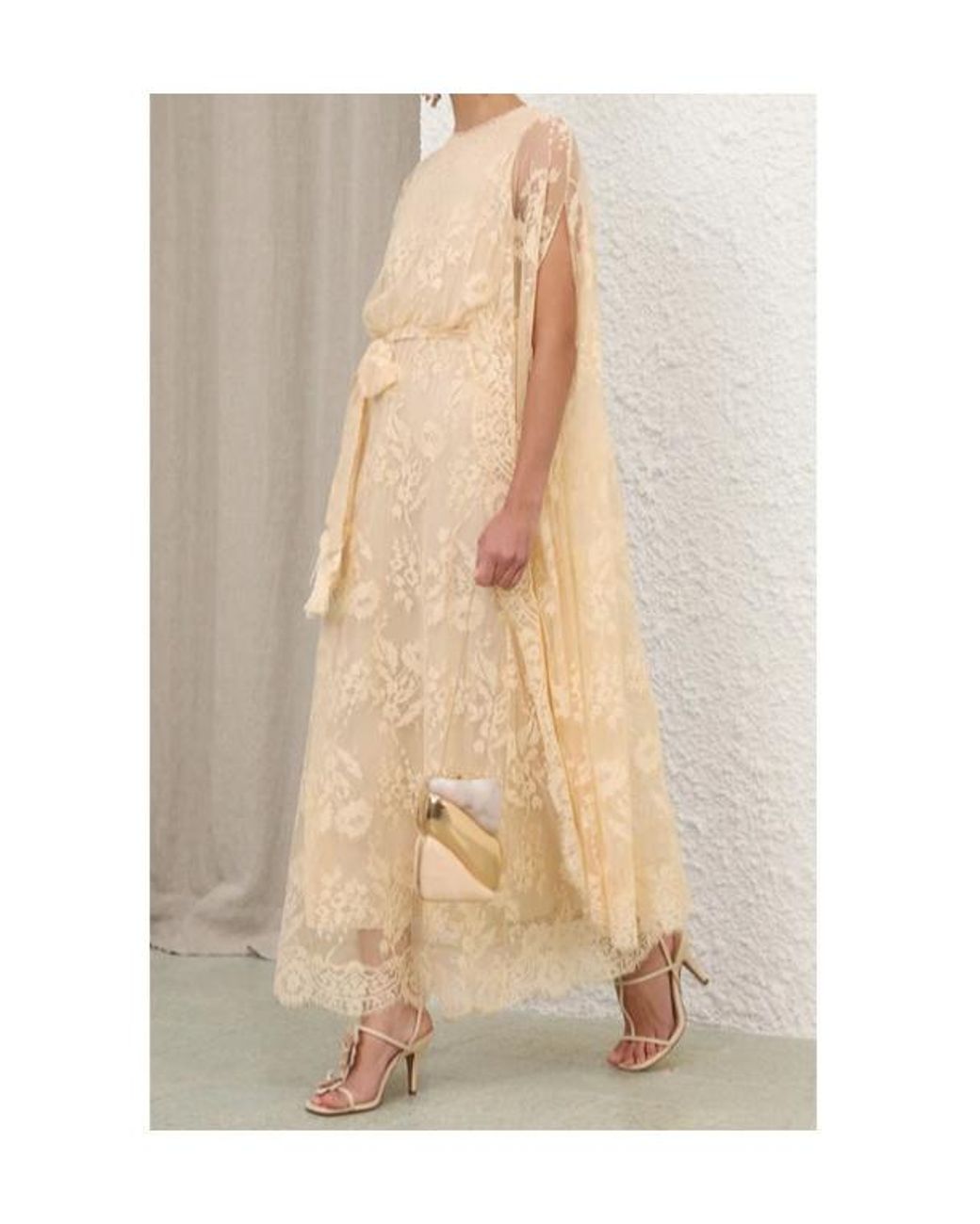 Zimmermann Natural Valiant Lace Caped Maxi Dress