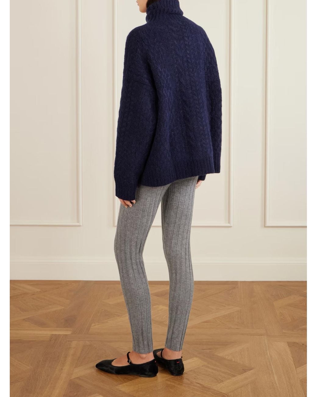 The Elder Statesman Blue Cable Knit Blend Turtleneck Sweater