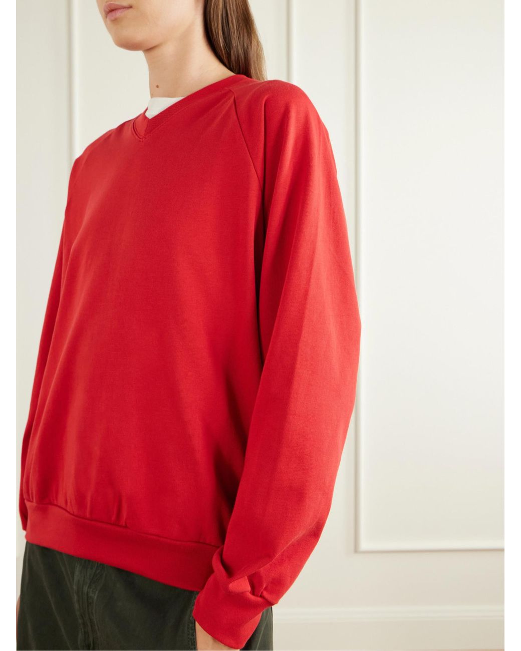 Tibi Red Perfect T Vintage Jersey Sweatshirt