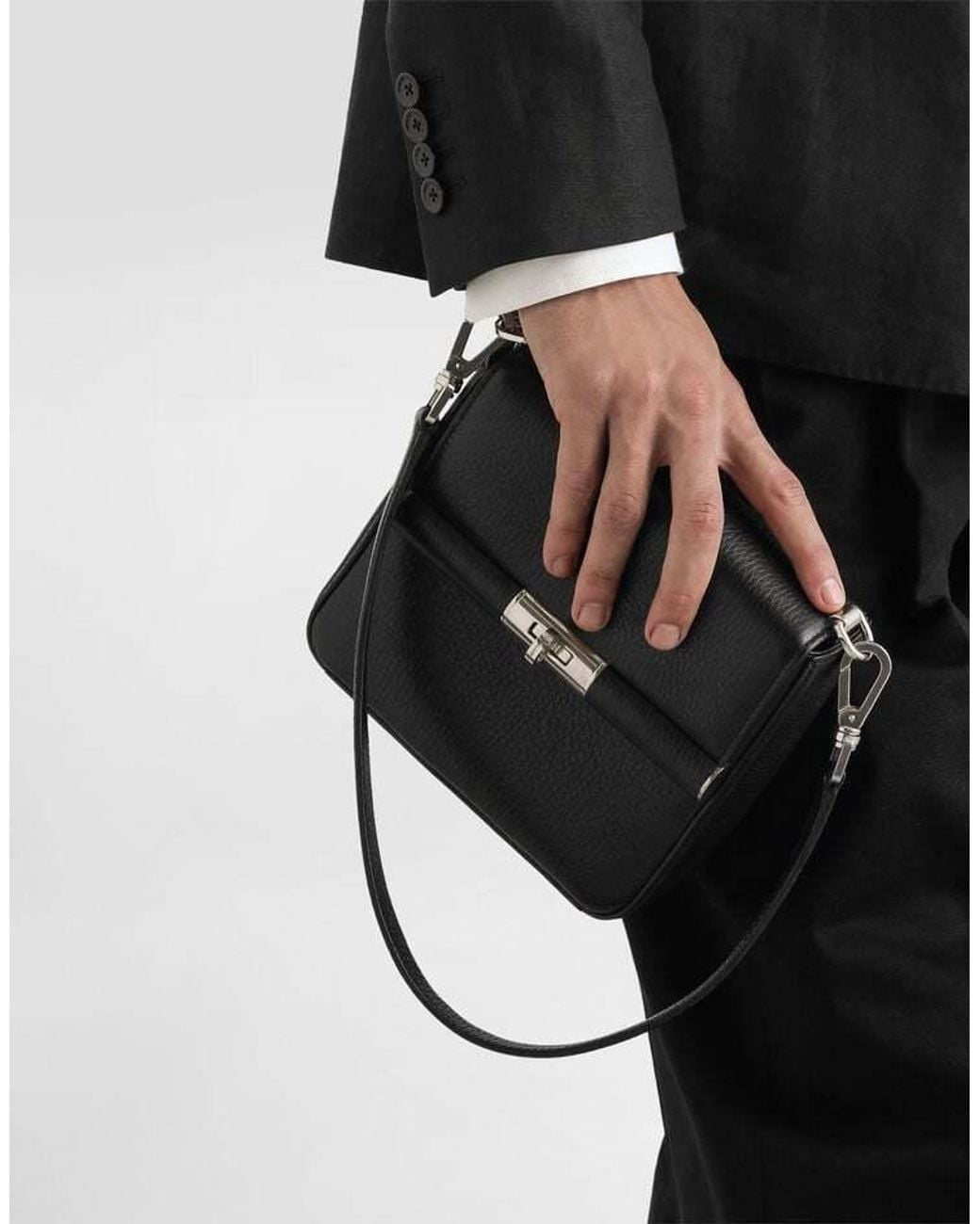 Dolce & Gabbana Black Foldover Top Shoulder Bag for men