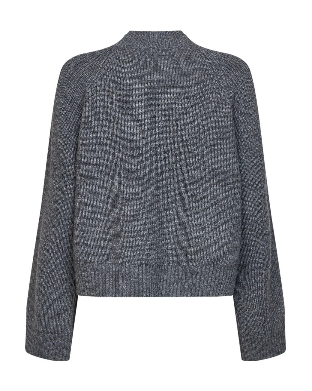 Kaos Gray Long-Sleeved High-Neck Top