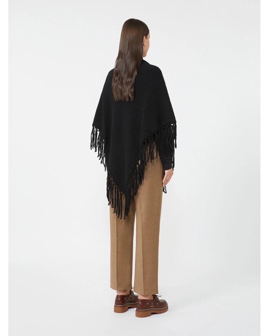 Weekend by Maxmara Black Fringed Wool Shawl