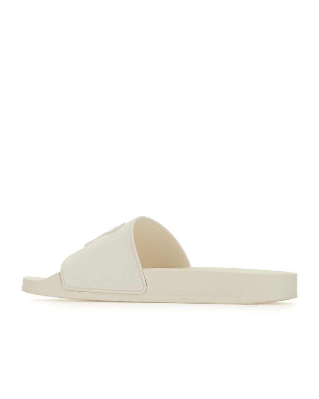 Palm Angels White Monogram Patch Round Toe Slides for men