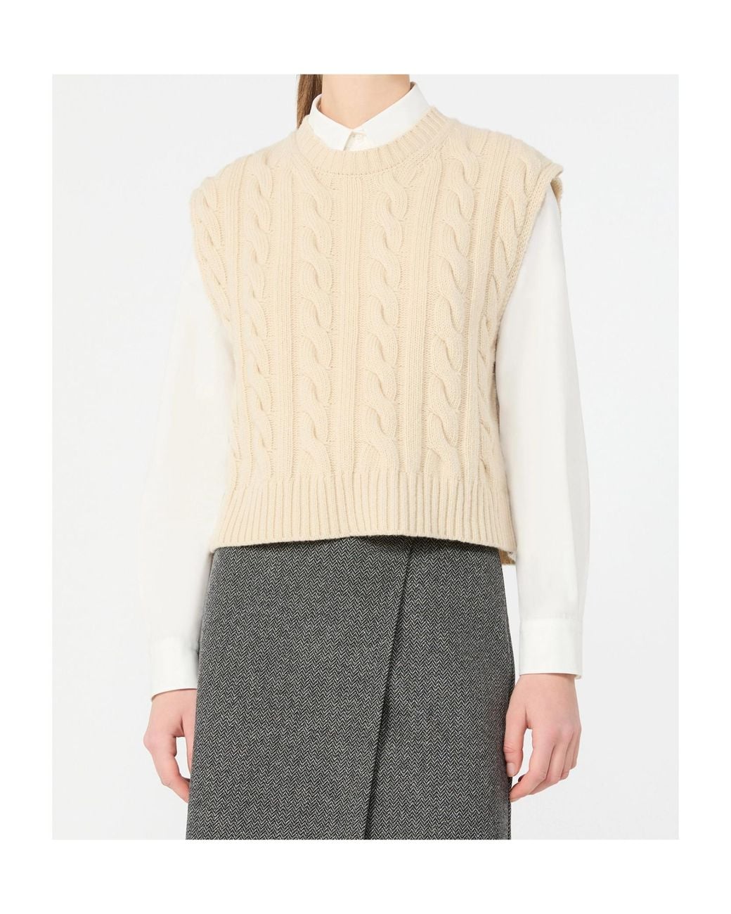 Weekend by Maxmara Natural Clown Cable-Knit Knitted Top