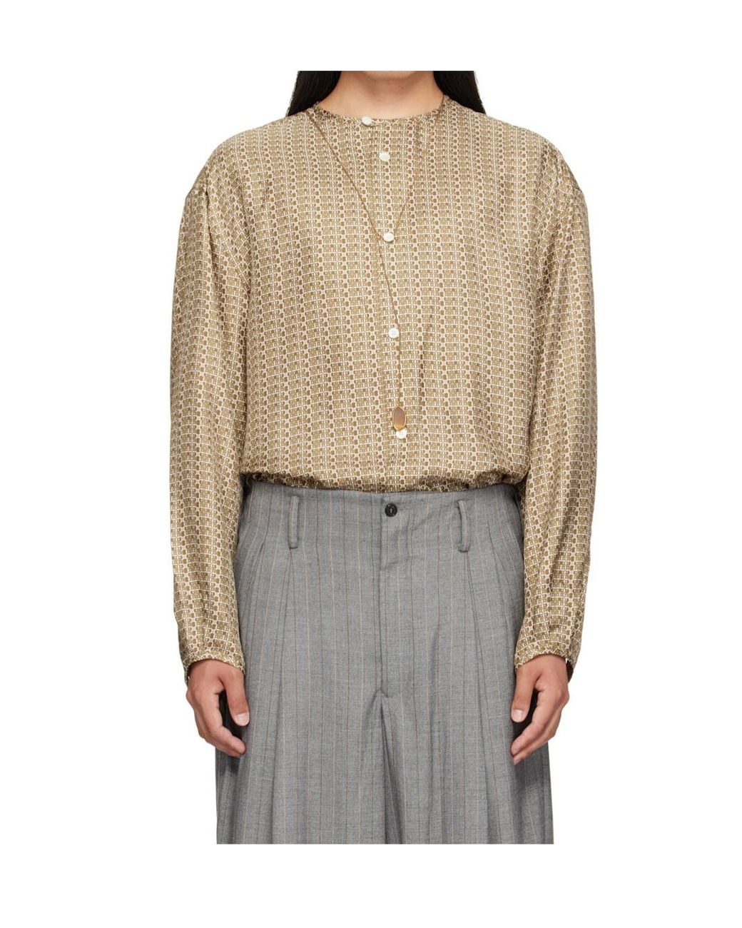 Hed Mayner Gray Printed Shirt for men