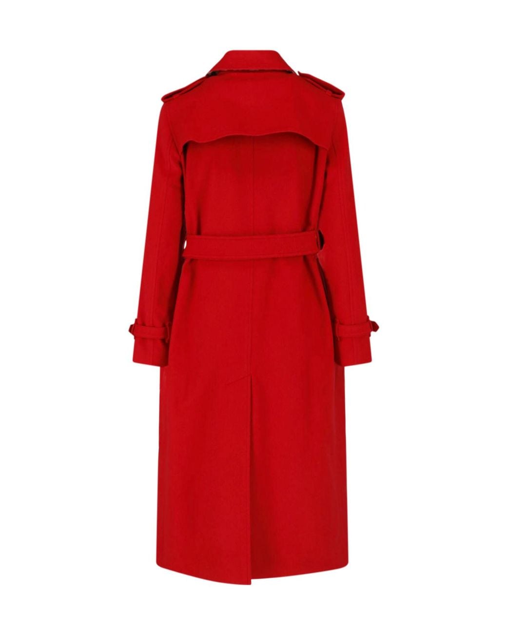 Burberry Red Double Breasted Belted Trench Coat