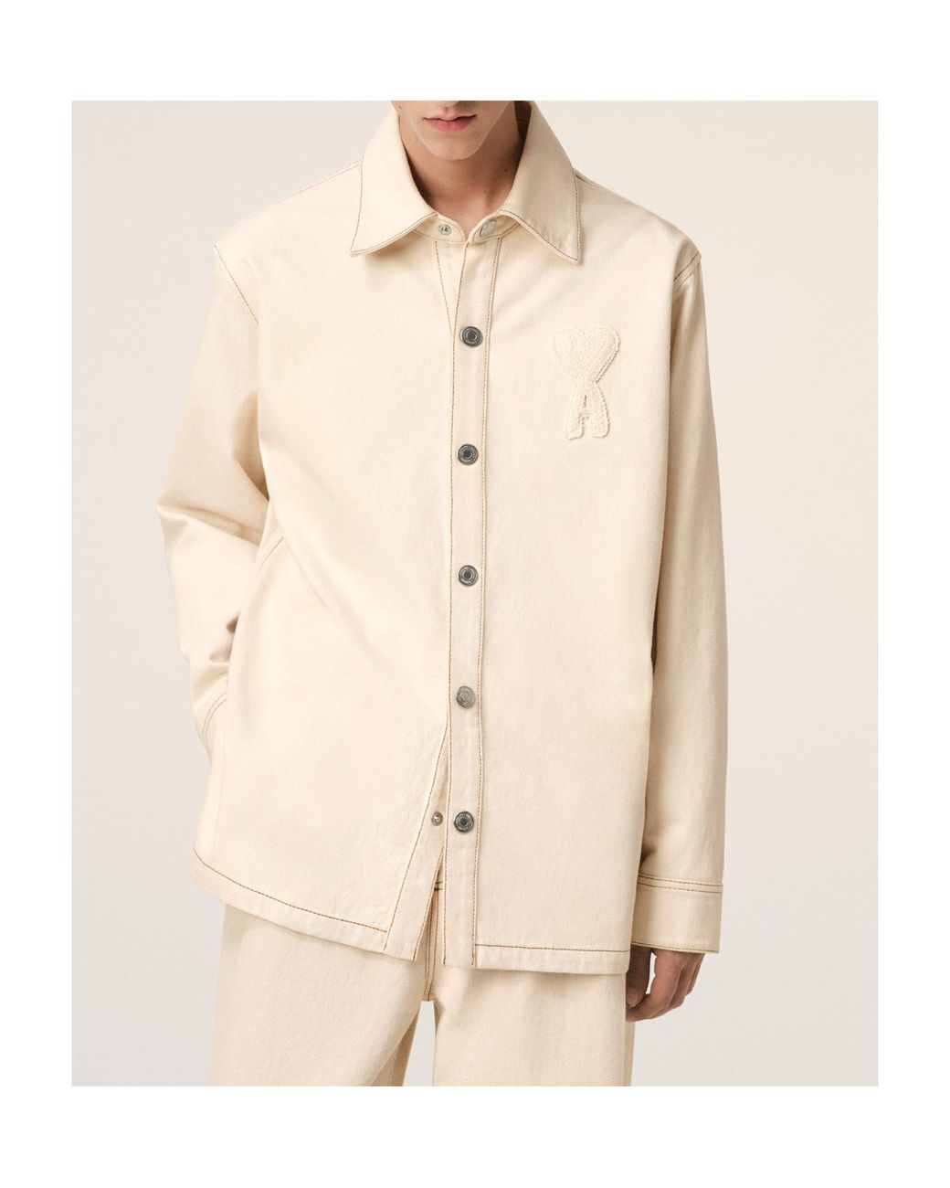 AMI Natural Lapel Long Sleeve Shirt for men