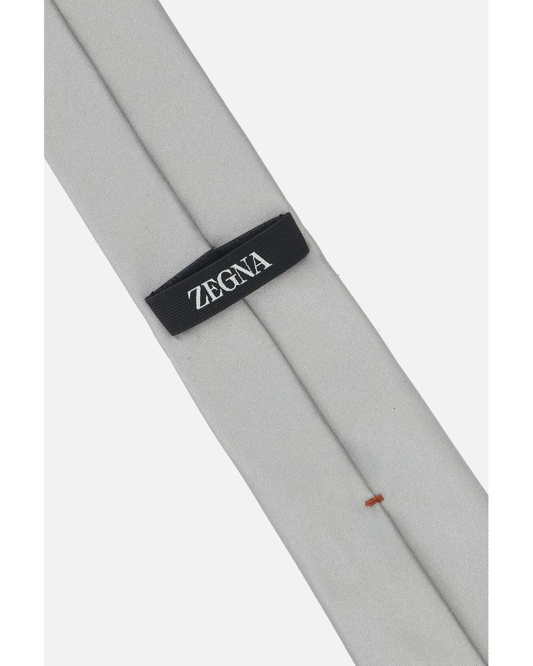Zegna White Pointed-Tip Silk Tie for men