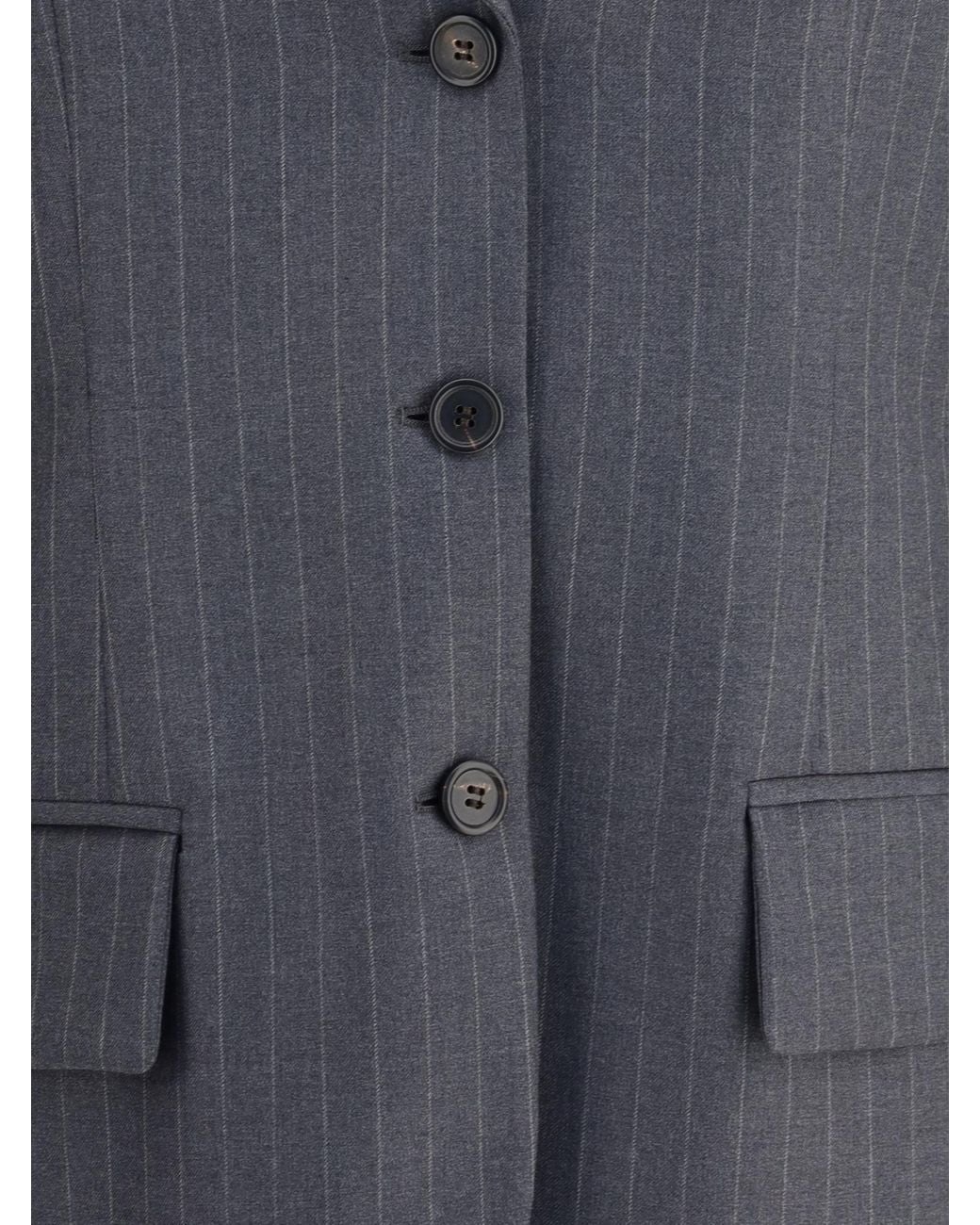 Miu Miu Black Wool Pinstripe Blazer