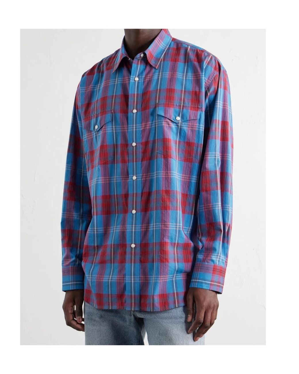 Auralee Blue Long-Sleeved Shirt for men