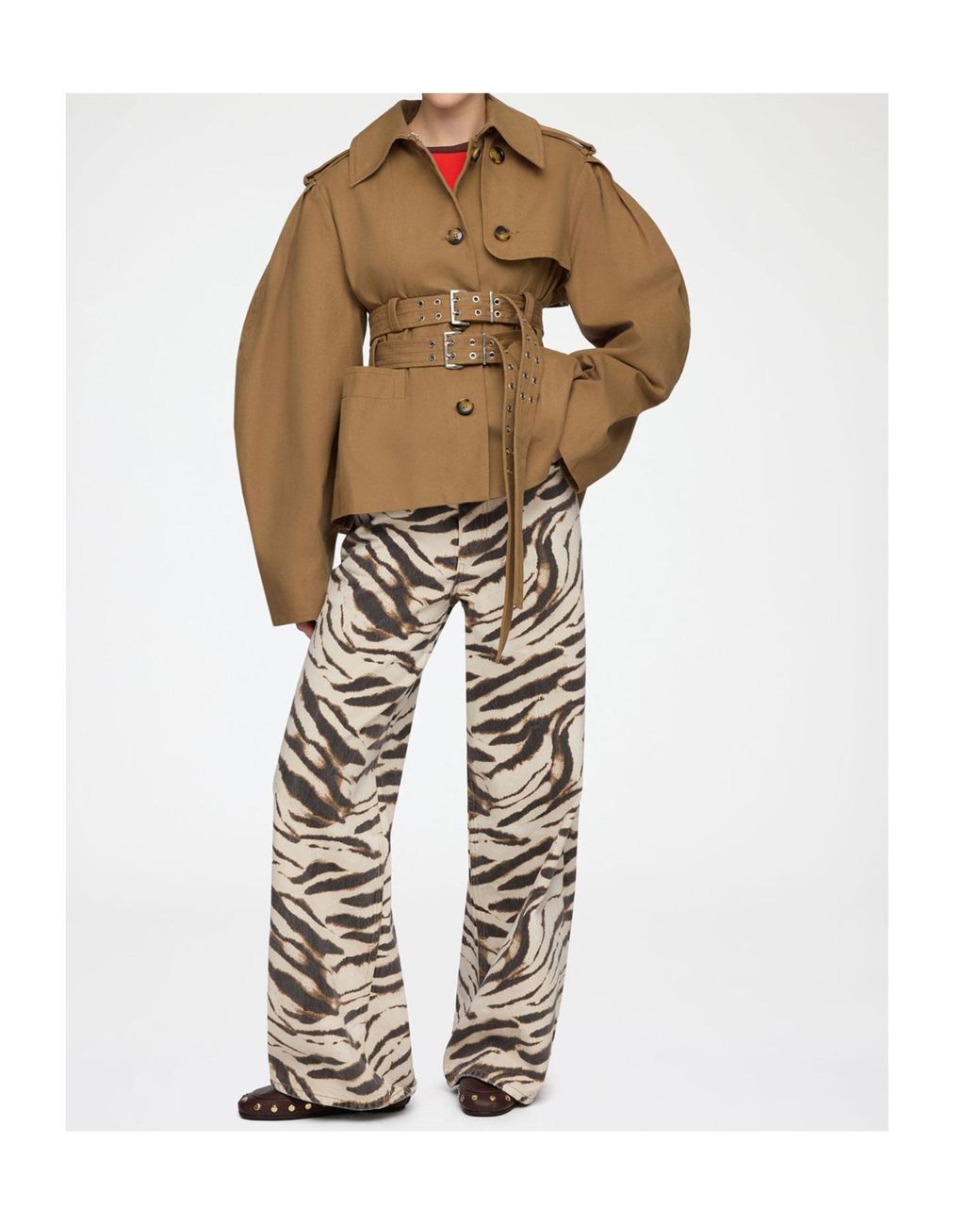 Ganni Brown Ermine Belted Jacket