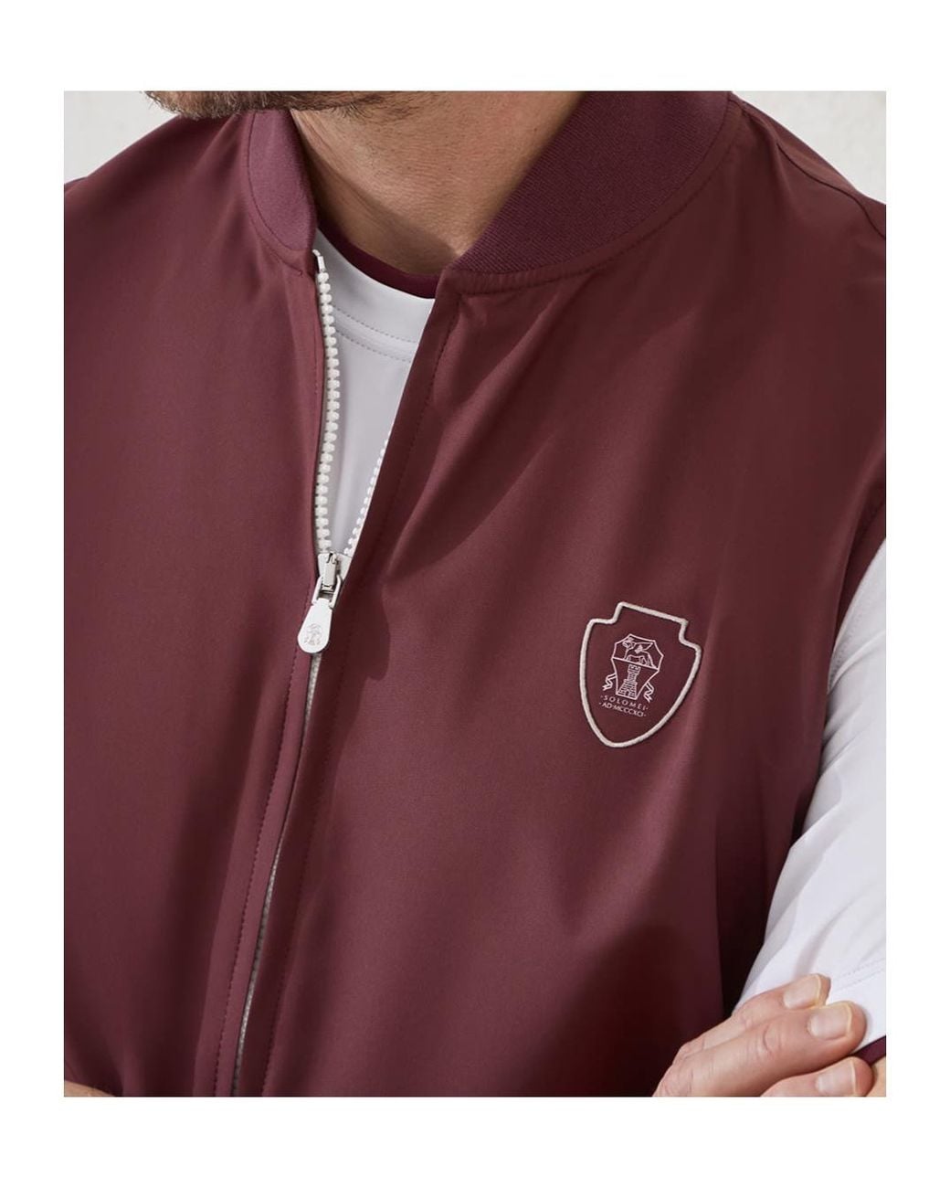 Brunello Cucinelli Red Zip-Front Logo Vest for men