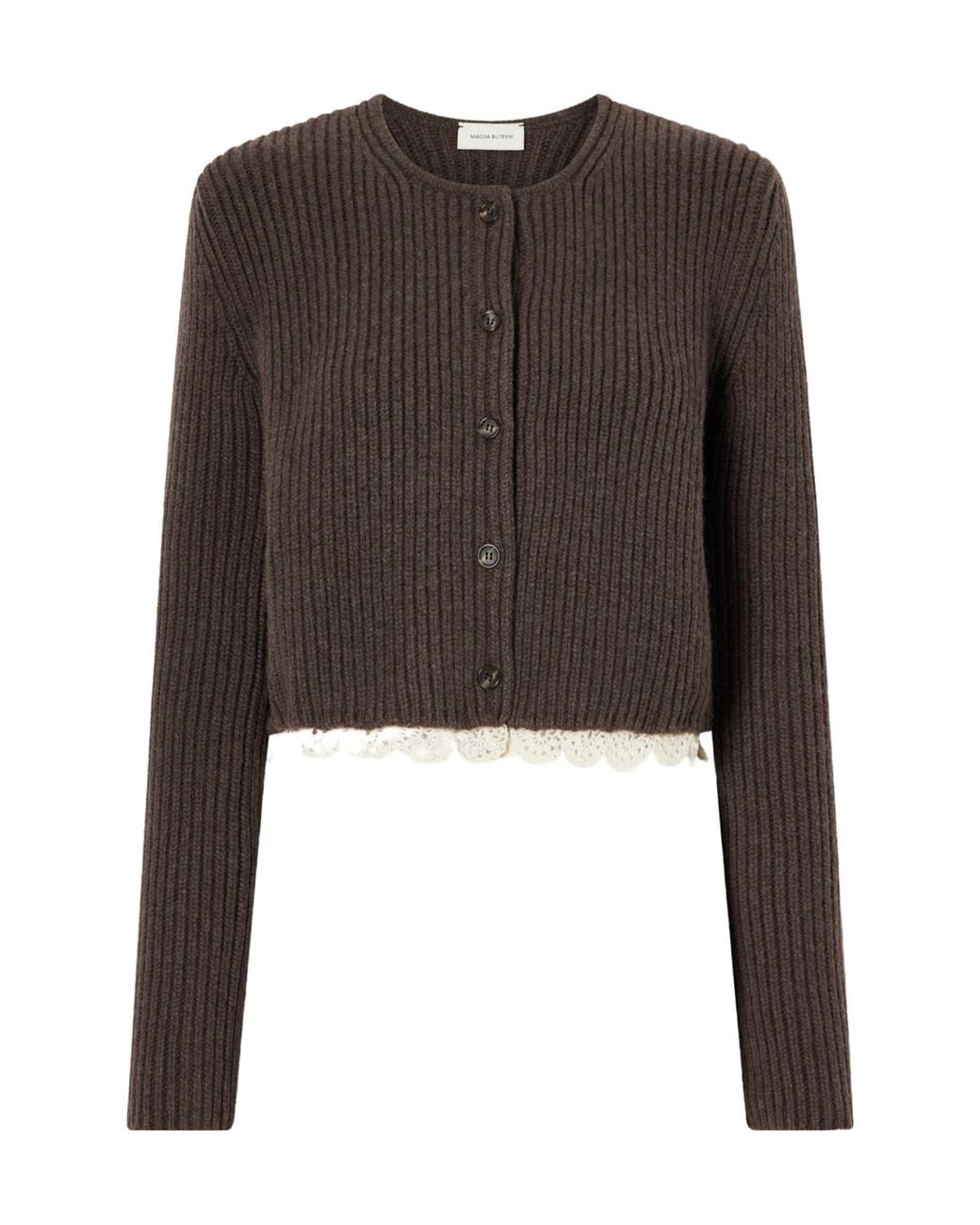 Magda Butrym Brown Crewneck Cropped Cardigan