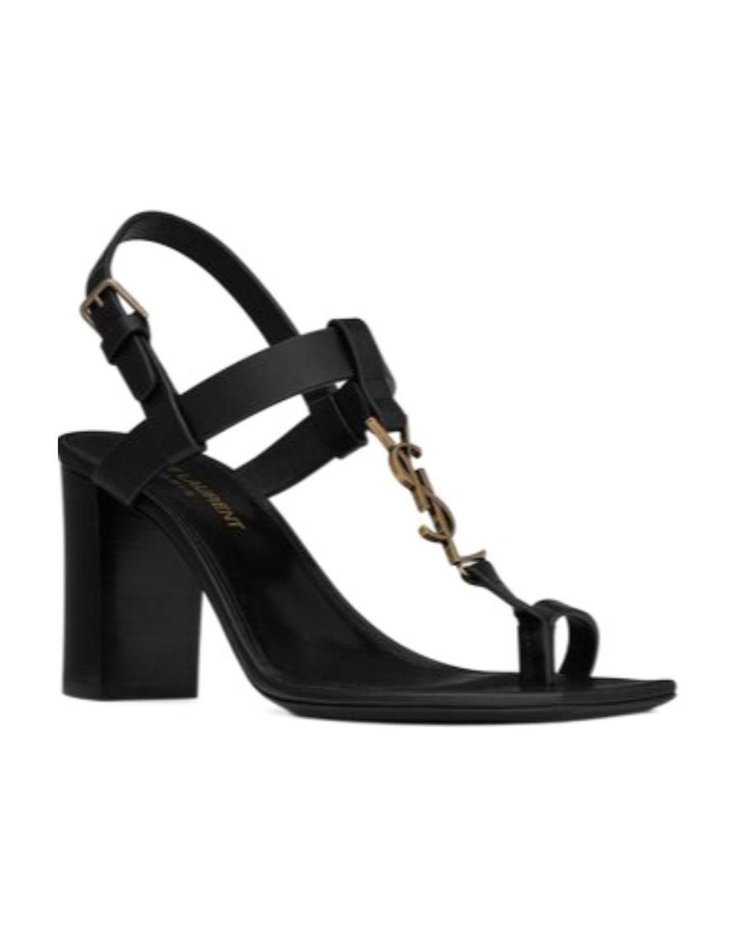 Saint Laurent Black Cassandra Monogram Sandals