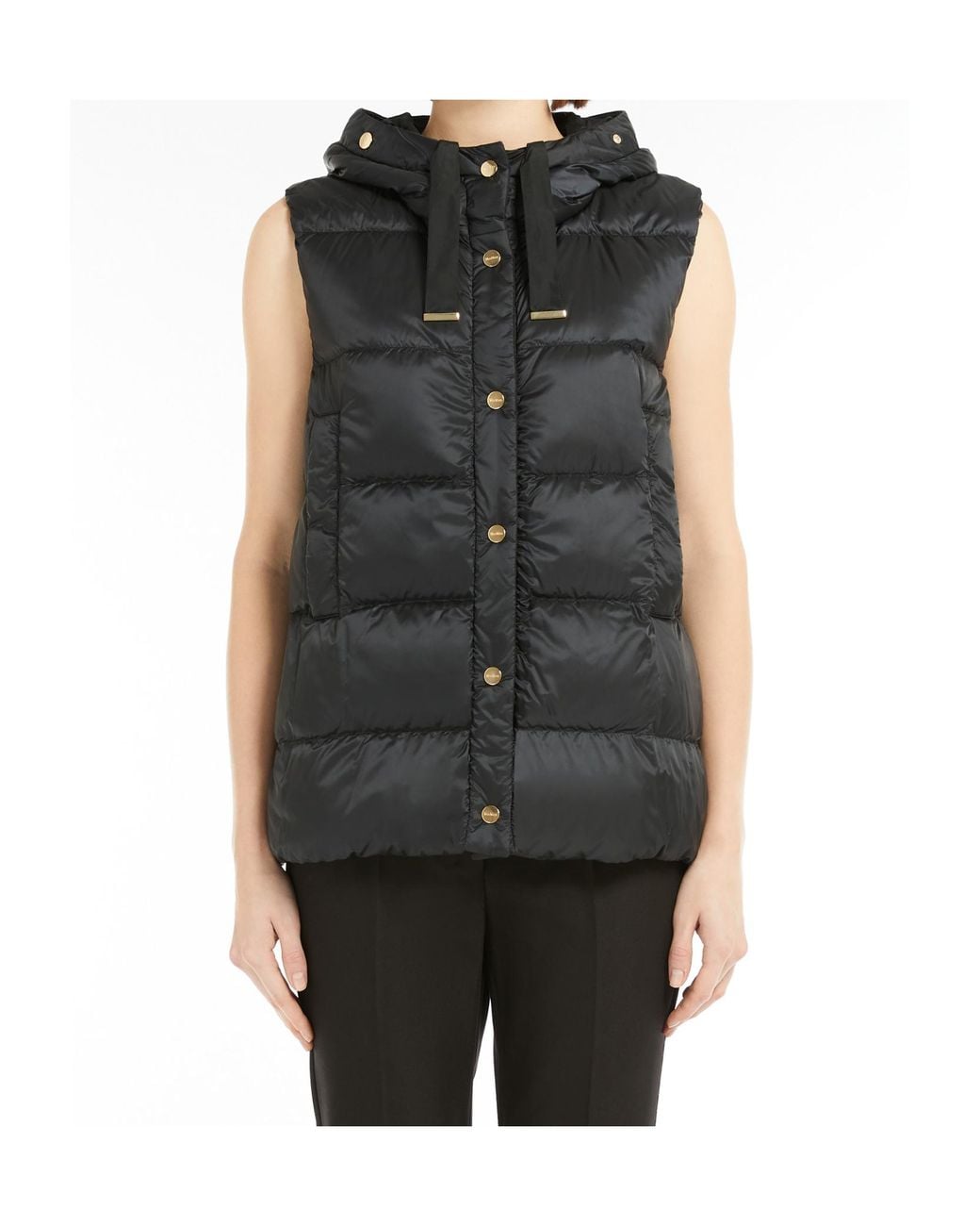 Max Mara Black The Cube Button-Up Drawstring Gilet