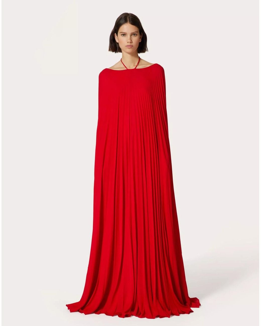 Valentino Red Cape-Effect Long Dress