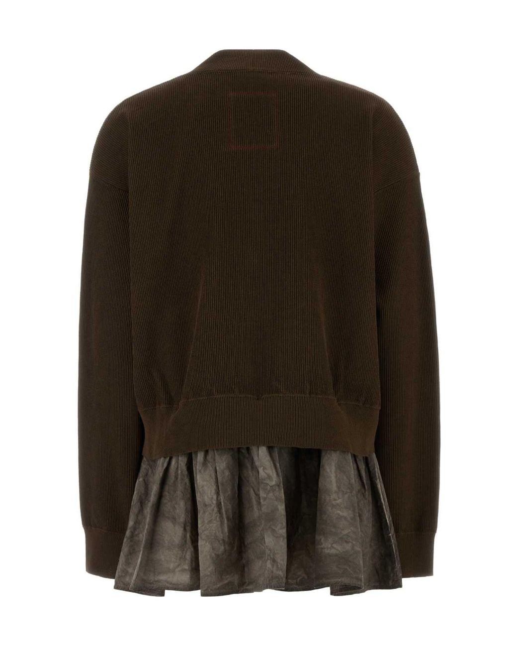 Uma Wang Brown Ruffle-Detail Cardigan