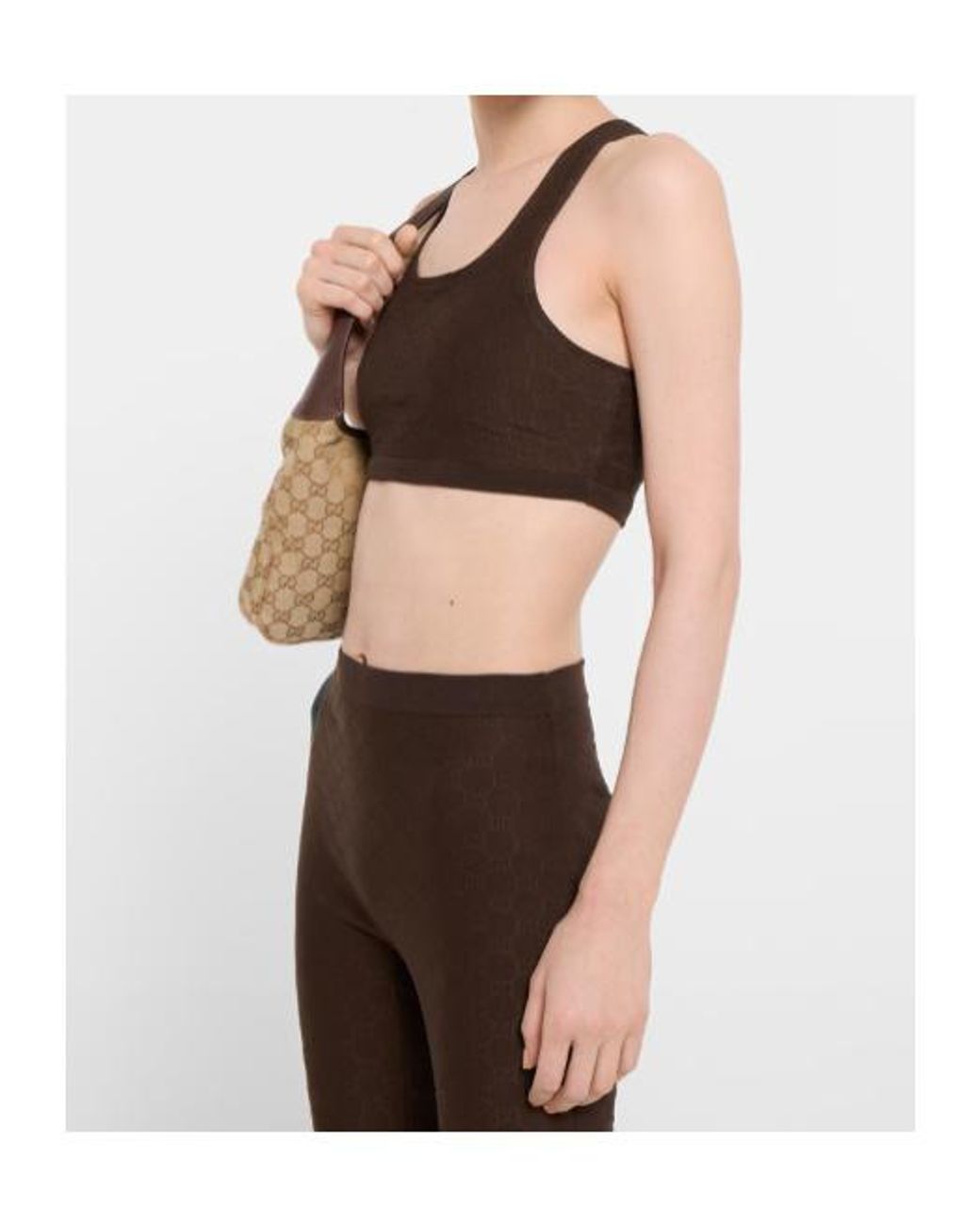 Gucci Brown Gg Jersey Jacquard Top
