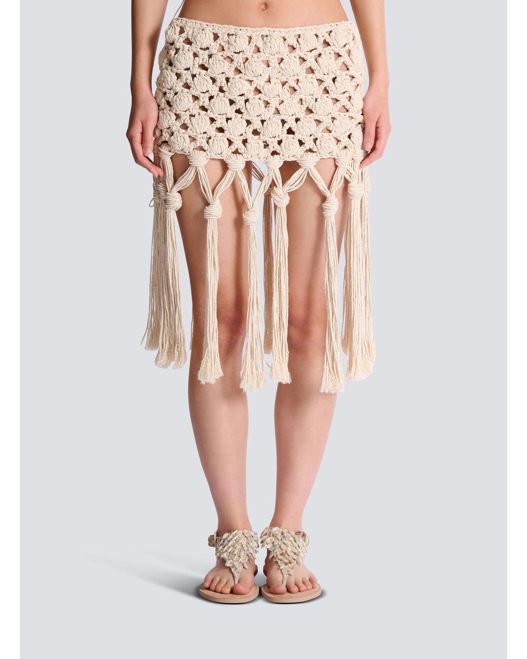 Balmain Natural Crochet Skirt