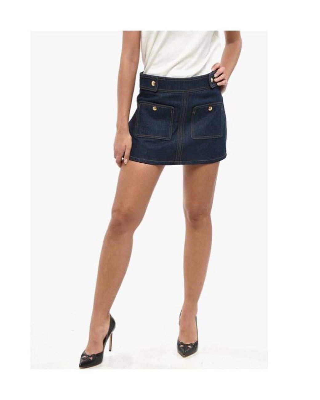 Céline Blue Trapeze Mini Skirt